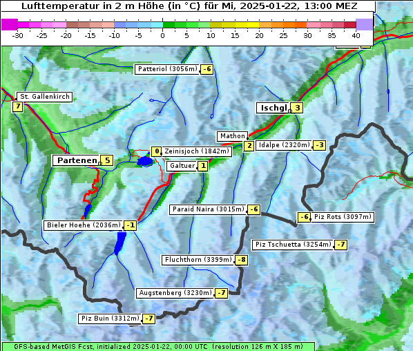 Temperatur, 22. 1. 2025