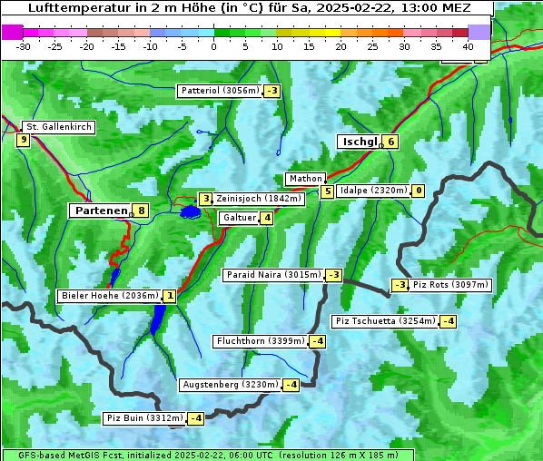 Temperatur, 22. 2. 2025