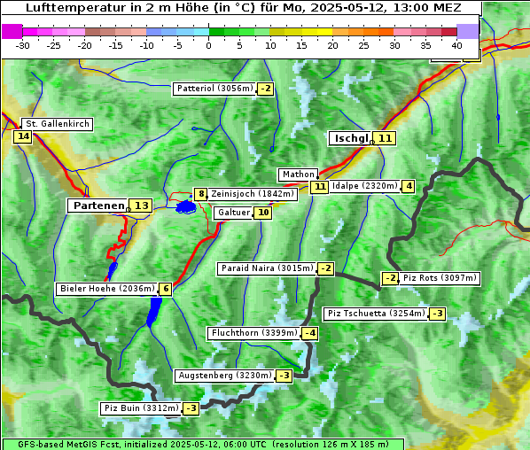 Temperatur, 12. 5. 2025