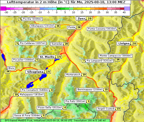 Temperatur, 18. 8. 2025
