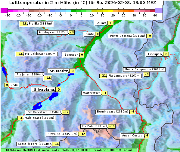 Temperatur, 8. 2. 2026