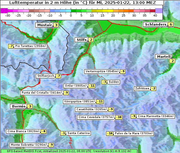 Temperatur, 22. 1. 2025