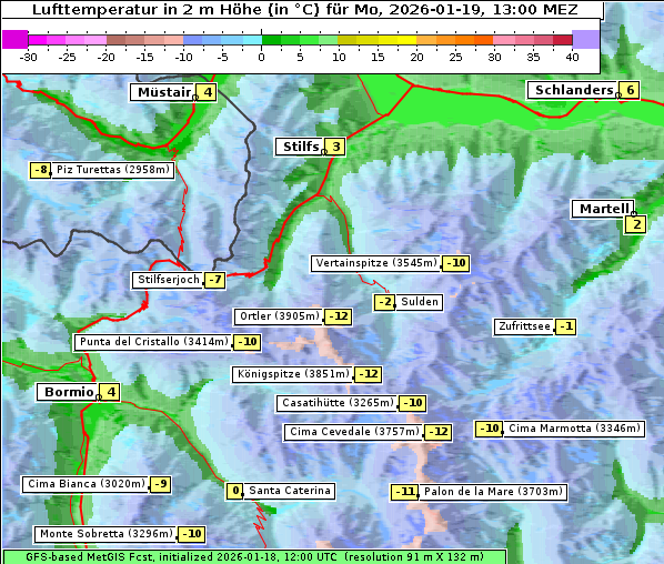Temperatur, 19. 1. 2026