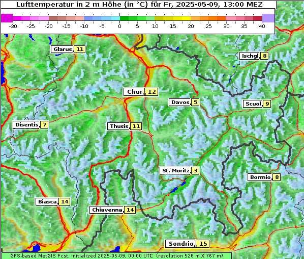 Temperatur, 9. 5. 2025