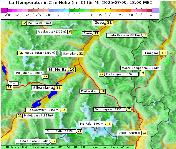 Temperatur, 9. 7. 2025