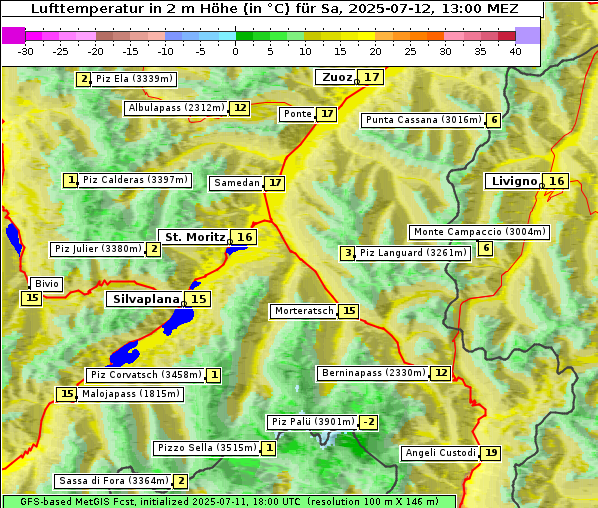 Temperatur, 12. 7. 2025