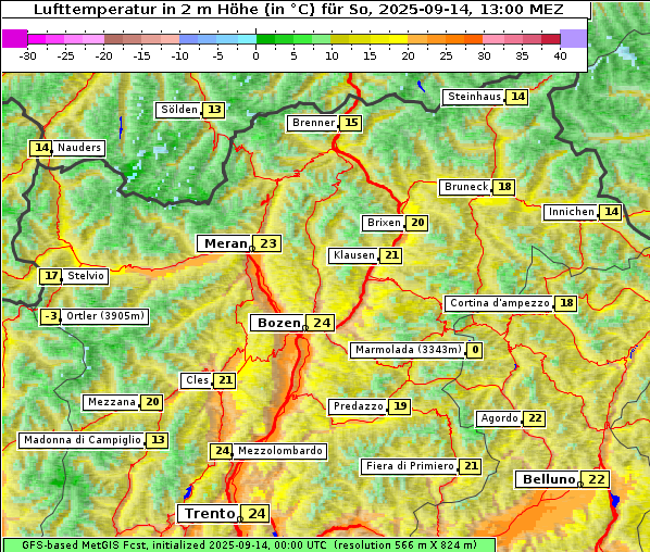 Temperatur, 14. 9. 2025