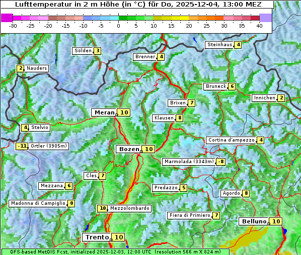 Temperatur, 4. 12. 2025