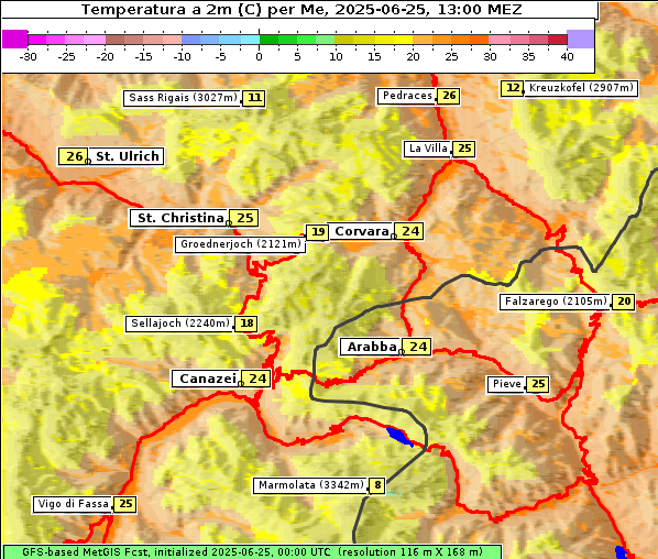 Temperatur, 25. 6. 2025