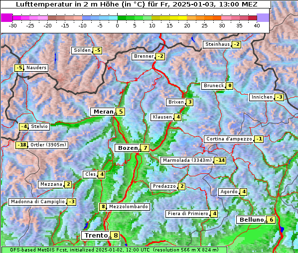 Temperatur, 3. 1. 2025