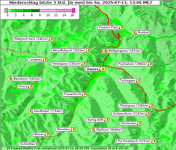Niederschlag, 13. 7. 2025