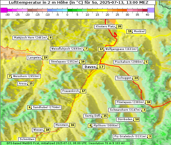 Temperatur, 13. 7. 2025