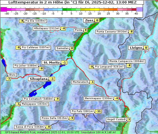 Temperatur, 2. 12. 2025