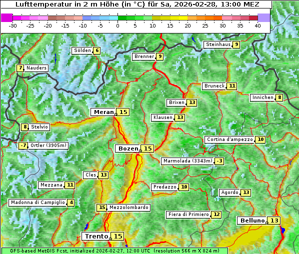 Temperatur, 28. 2. 2026