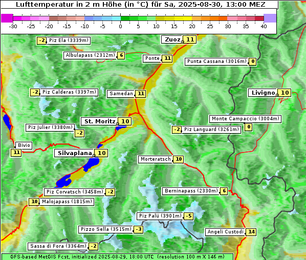 Temperatur, 30. 8. 2025