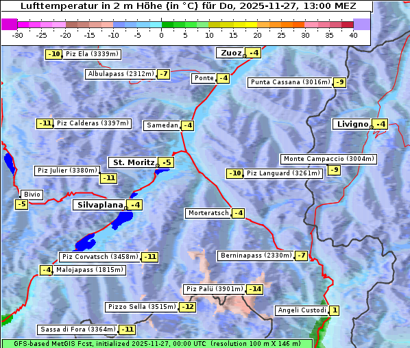 Temperatur, 27. 11. 2025