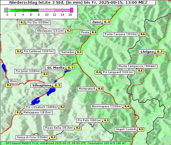 Niederschlag, 15. 8. 2025