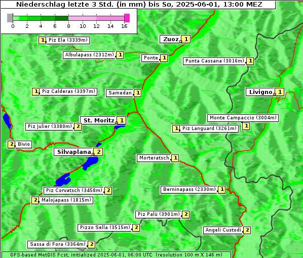 Niederschlag, 1. 6. 2025