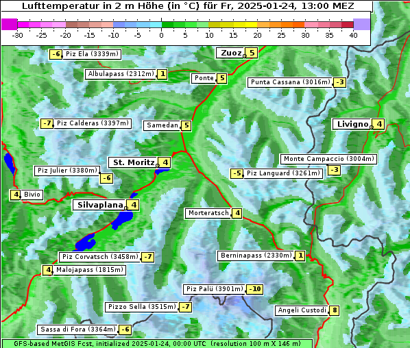 Temperatur, 24. 1. 2025