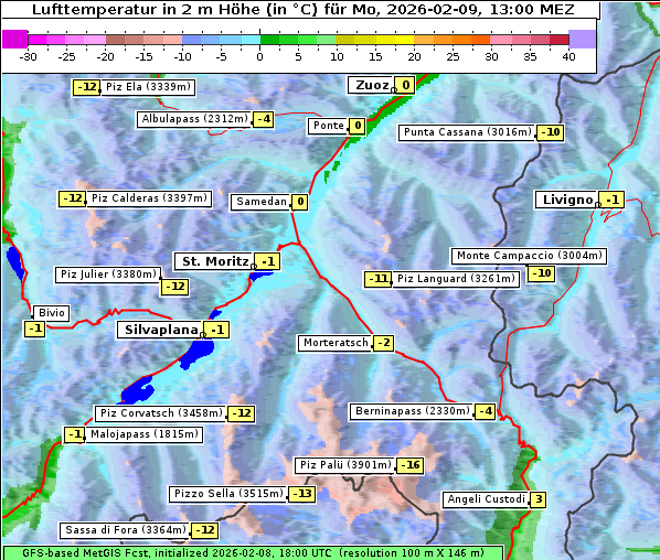 Temperatur, 9. 2. 2026
