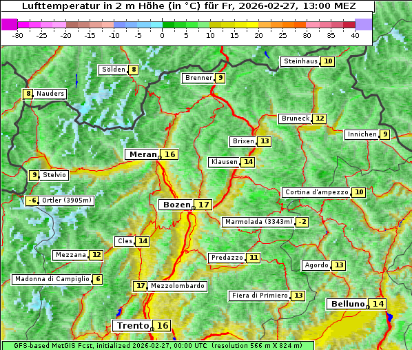 Temperatur, 27. 2. 2026