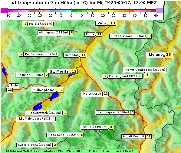 Temperatur, 17. 9. 2025