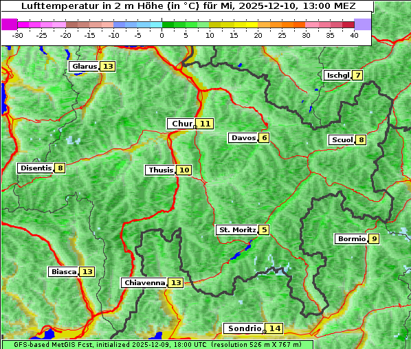 Temperatur, 10. 12. 2025