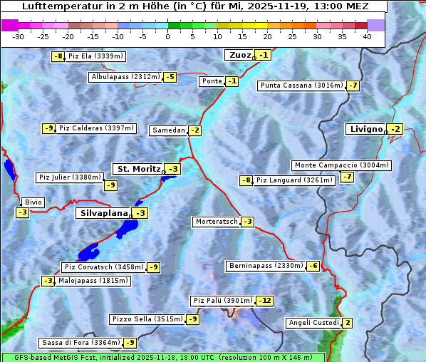 Temperatur, 19. 11. 2025