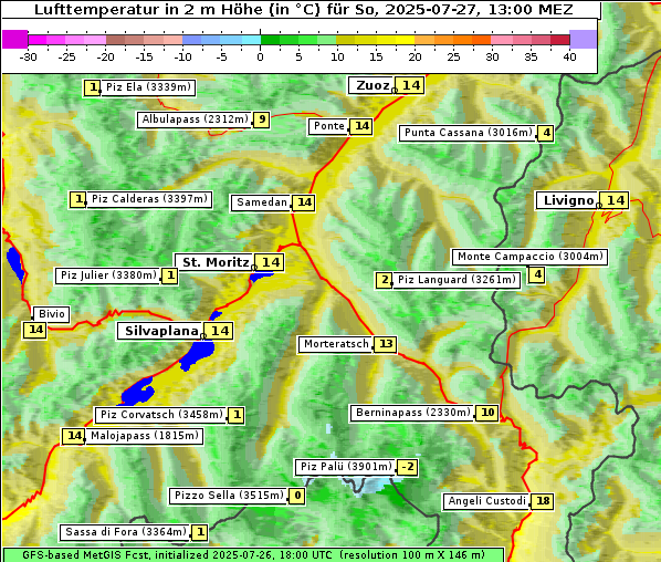 Temperatur, 27. 7. 2025