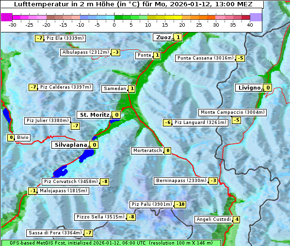 Temperatur, 12. 1. 2026