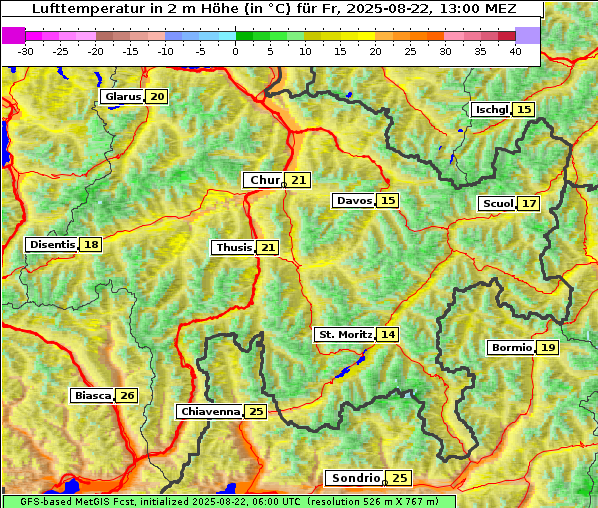 Temperatur, 22. 8. 2025