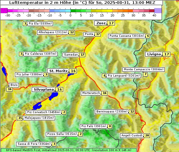 Temperatur, 31. 8. 2025
