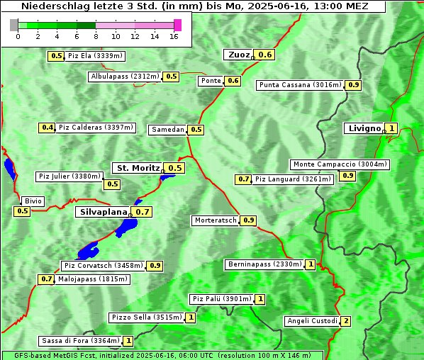 Niederschlag, 16. 6. 2025