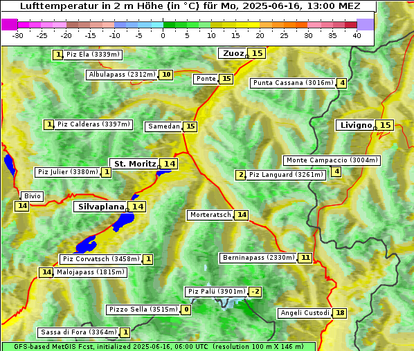 Temperatur, 16. 6. 2025