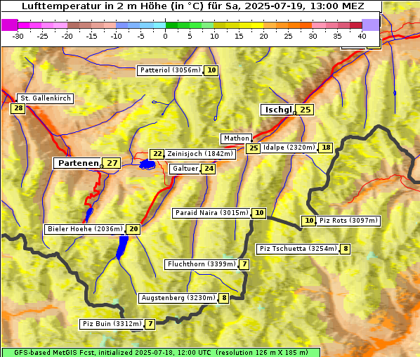 Temperatur, 19. 7. 2025