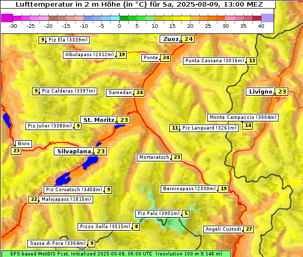 Temperatur, 9. 8. 2025