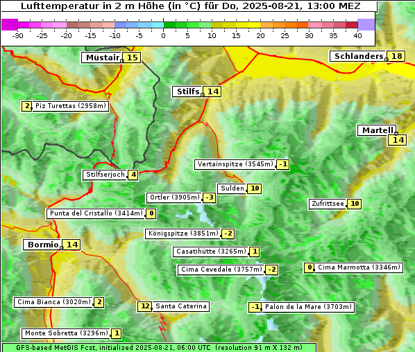 Temperatur, 21. 8. 2025