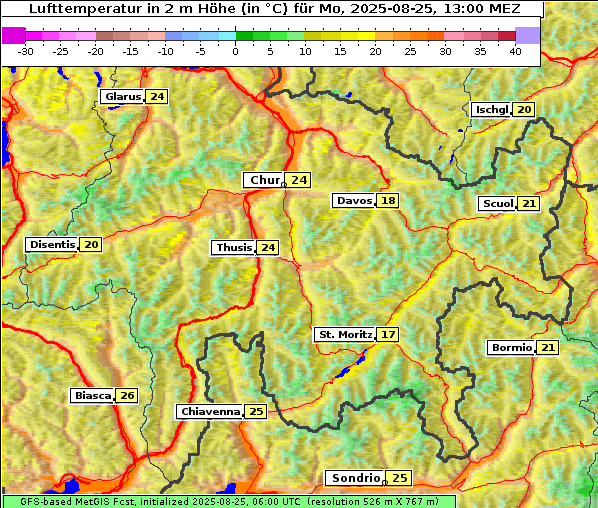 Temperatur, 25. 8. 2025