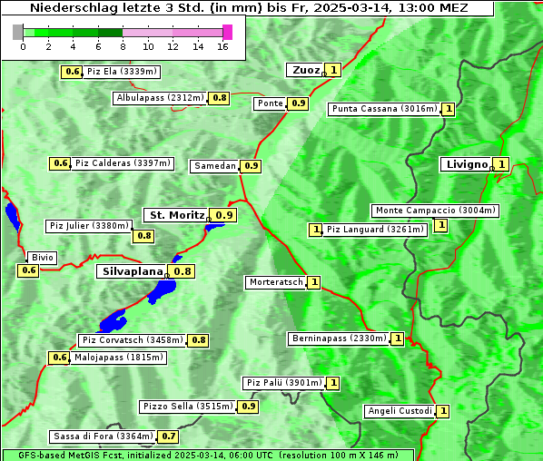 Niederschlag, 14. 3. 2025