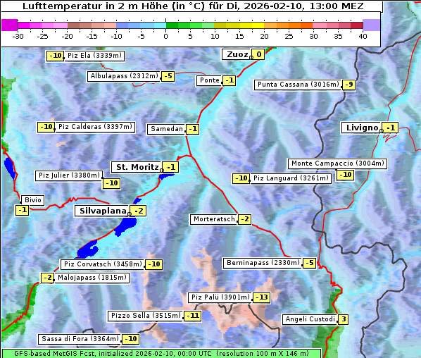 Temperatur, 10. 2. 2026