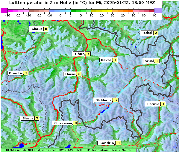 Temperatur, 22. 1. 2025