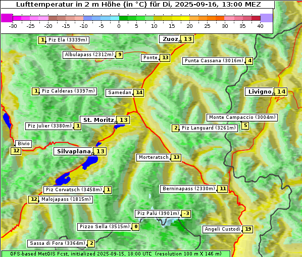 Temperatur, 16. 9. 2025