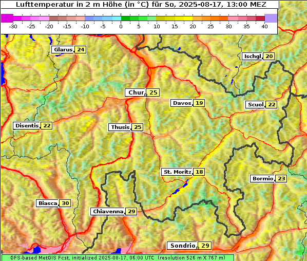Temperatur, 17. 8. 2025