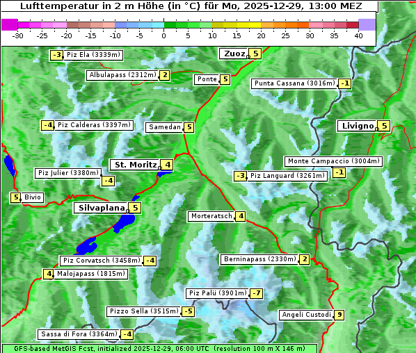 Temperatur, 29. 12. 2025