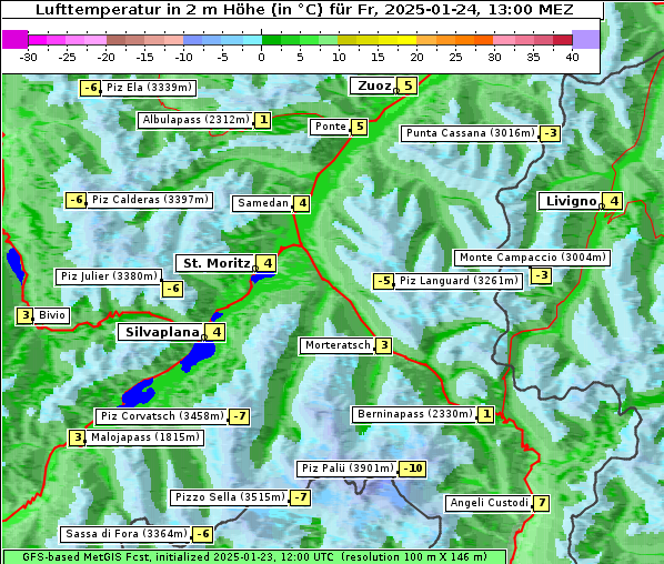 Temperatur, 24. 1. 2025