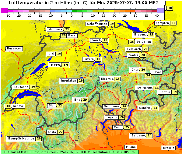 Temperatur, 7. 7. 2025