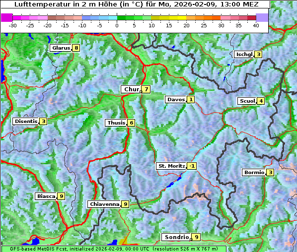 Temperatur, 9. 2. 2026