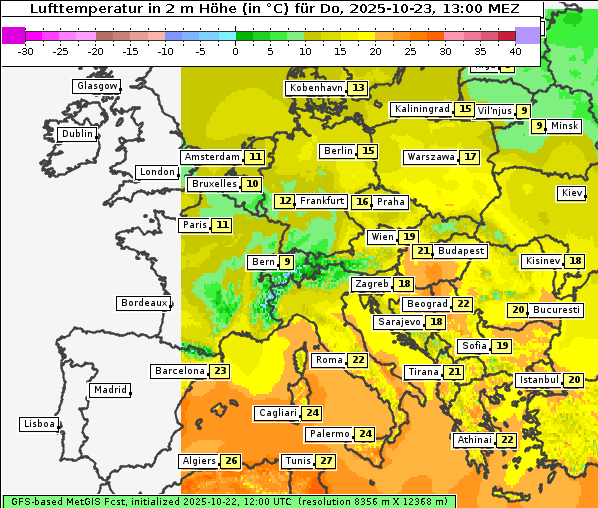 Temperatur, 23. 10. 2025