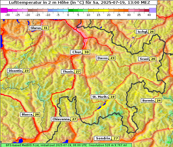 Temperatur, 19. 7. 2025