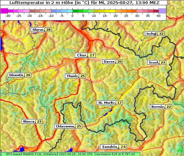 Temperatur, 27. 8. 2025